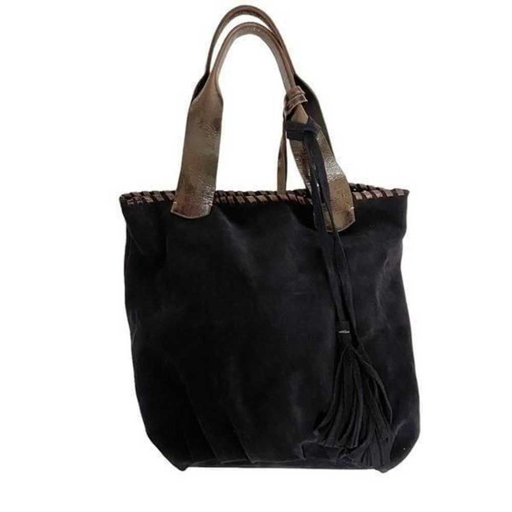 Laggo Navy Suede Soft Tote Bag with Tassels - image 5
