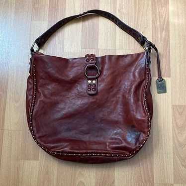 Vintage Frye Hobo Brown Distressed Leather Studde… - image 1