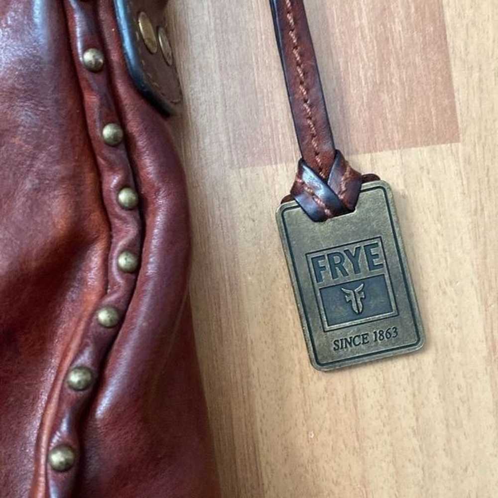 Vintage Frye Hobo Brown Distressed Leather Studde… - image 2
