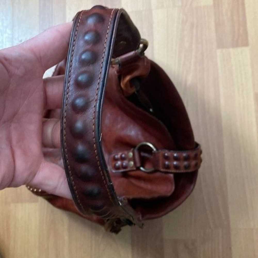 Vintage Frye Hobo Brown Distressed Leather Studde… - image 4