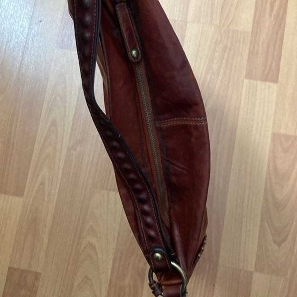 Vintage Frye Hobo Brown Distressed Leather Studde… - image 5