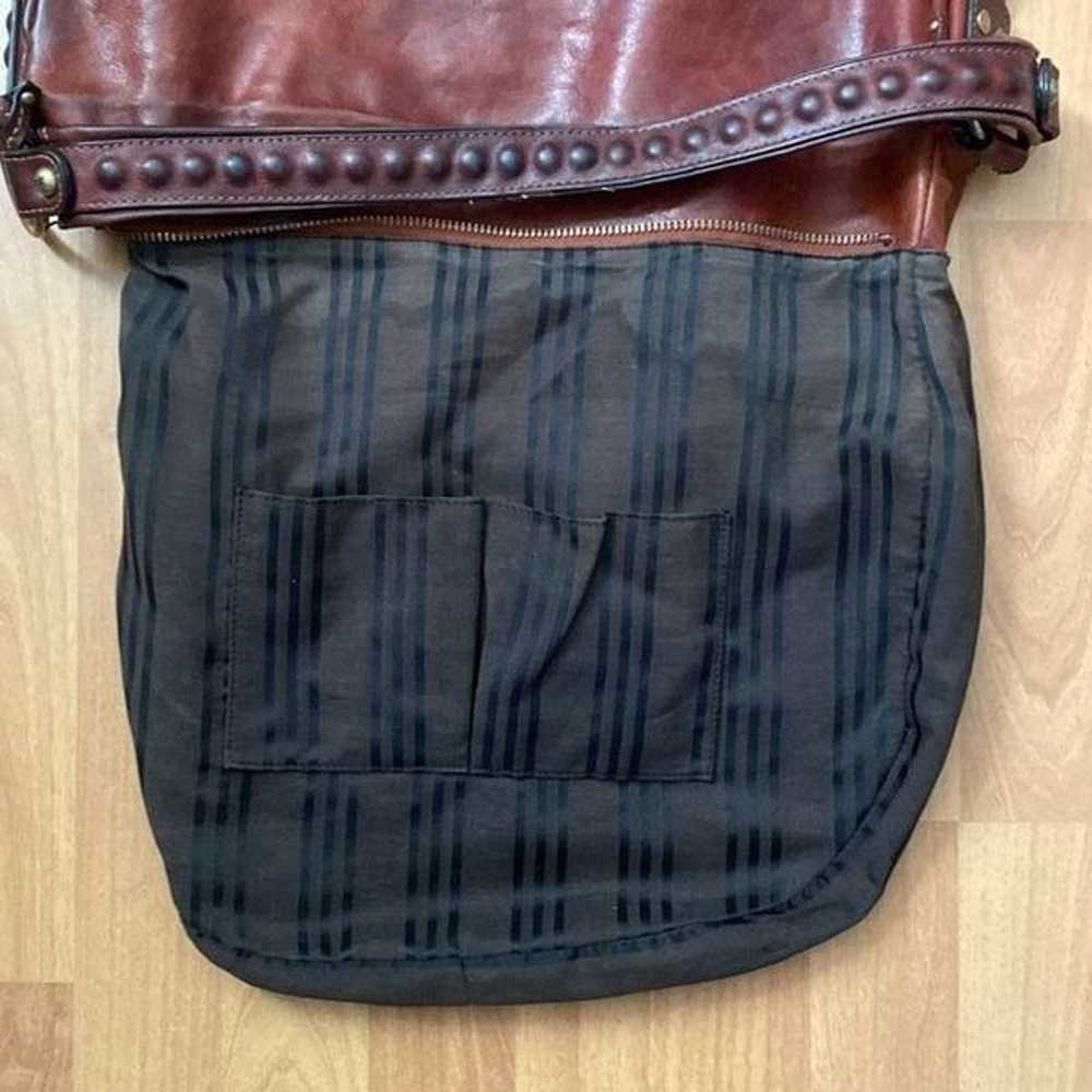 Vintage Frye Hobo Brown Distressed Leather Studde… - image 7