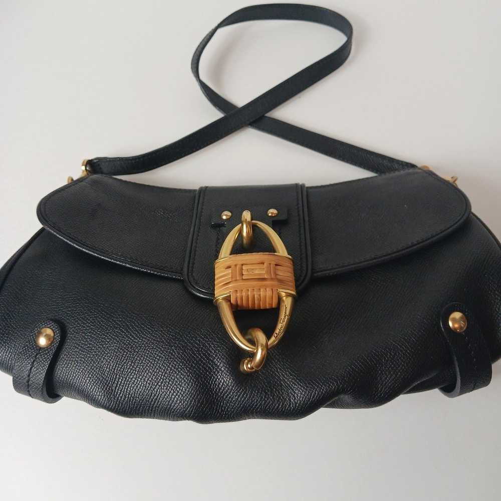 Salvatore Ferragamo Leather Flap Shoulder Bag Wit… - image 3