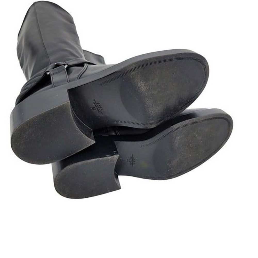 Zara Knee High Boots 6.5 37 Black Faux Vegan Leat… - image 10