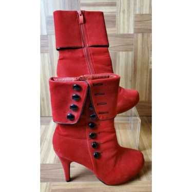 Crape Myrtle Scarlet Red Button Boots Booties Sho… - image 1