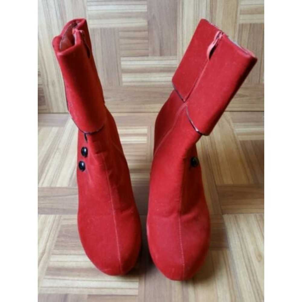 Crape Myrtle Scarlet Red Button Boots Booties Sho… - image 2