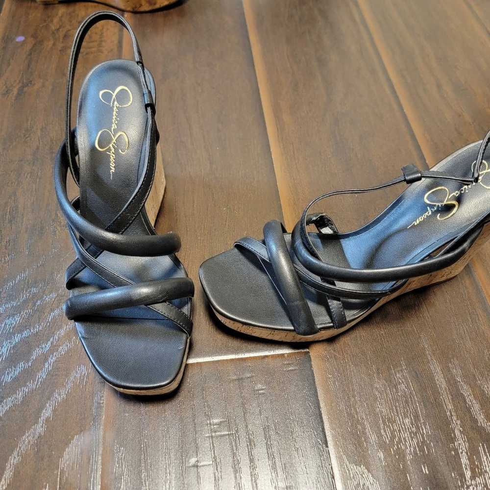 Black Jessica Simpson wedge sandals heels shoes 1… - image 2