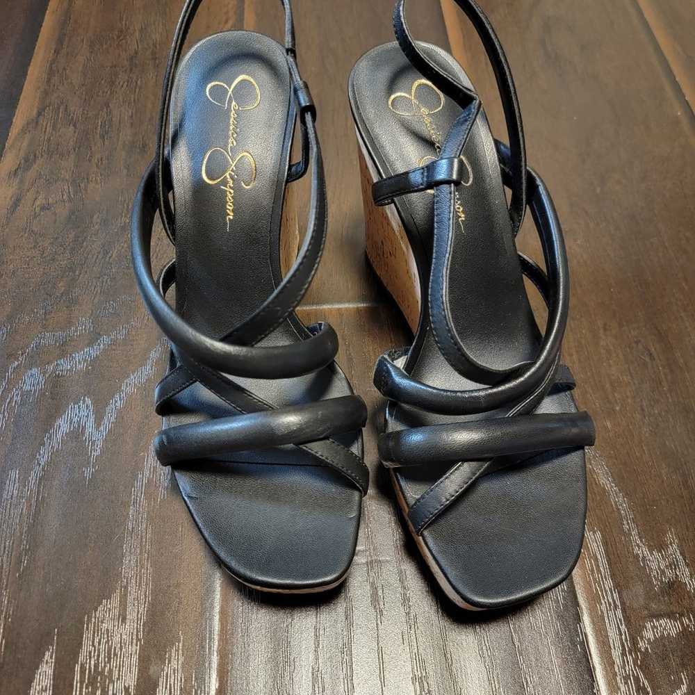 Black Jessica Simpson wedge sandals heels shoes 1… - image 4
