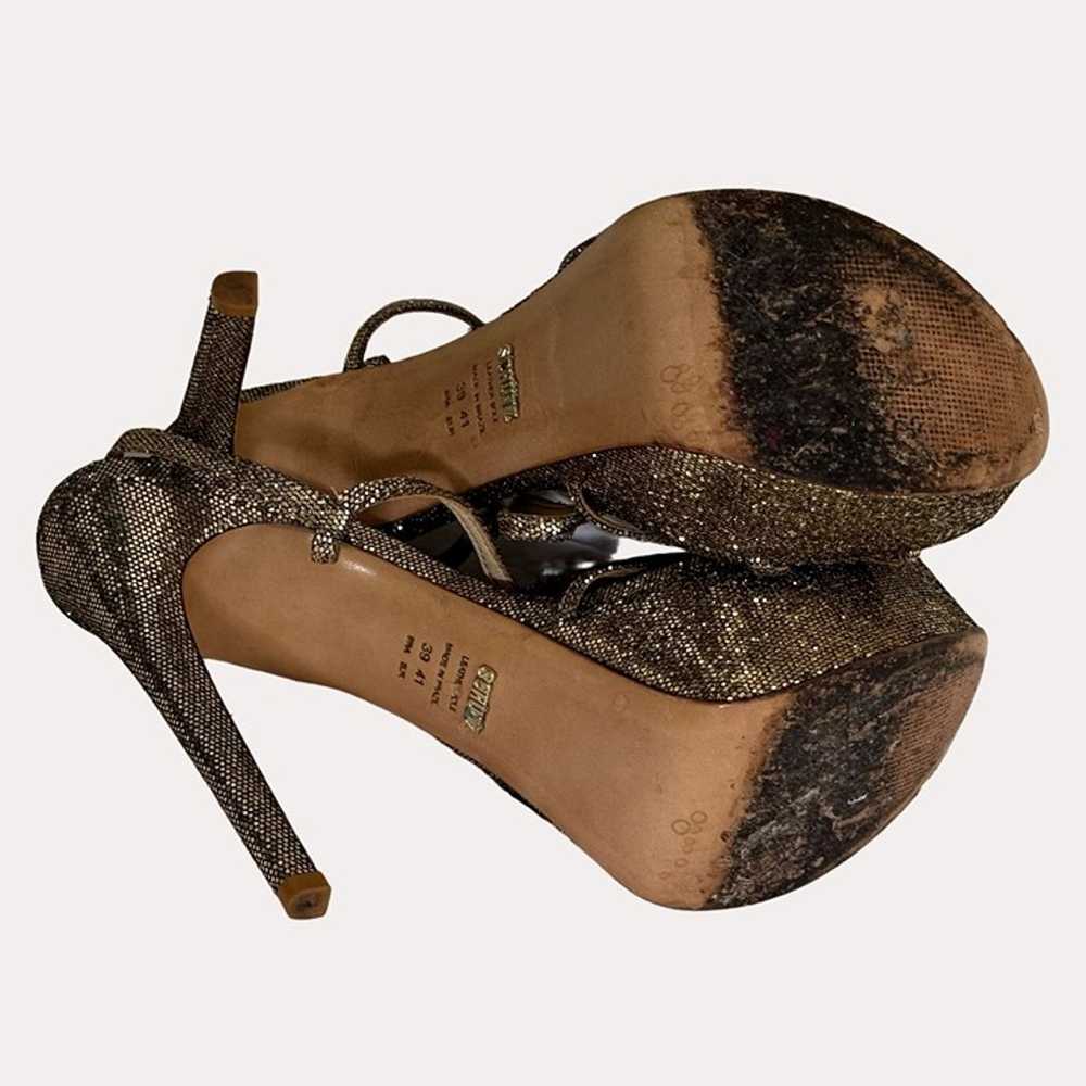 Schutz Stiletto Platform Glitter Heels Shoes Sand… - image 10