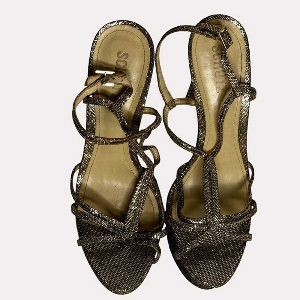 Schutz Stiletto Platform Glitter Heels Shoes Sand… - image 5