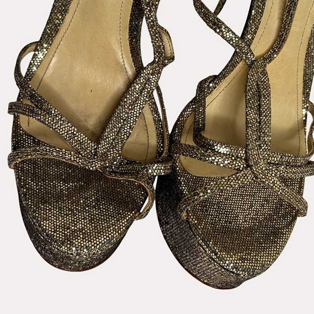 Schutz Stiletto Platform Glitter Heels Shoes Sand… - image 6