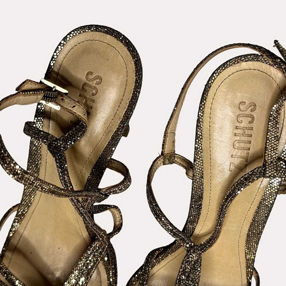 Schutz Stiletto Platform Glitter Heels Shoes Sand… - image 7