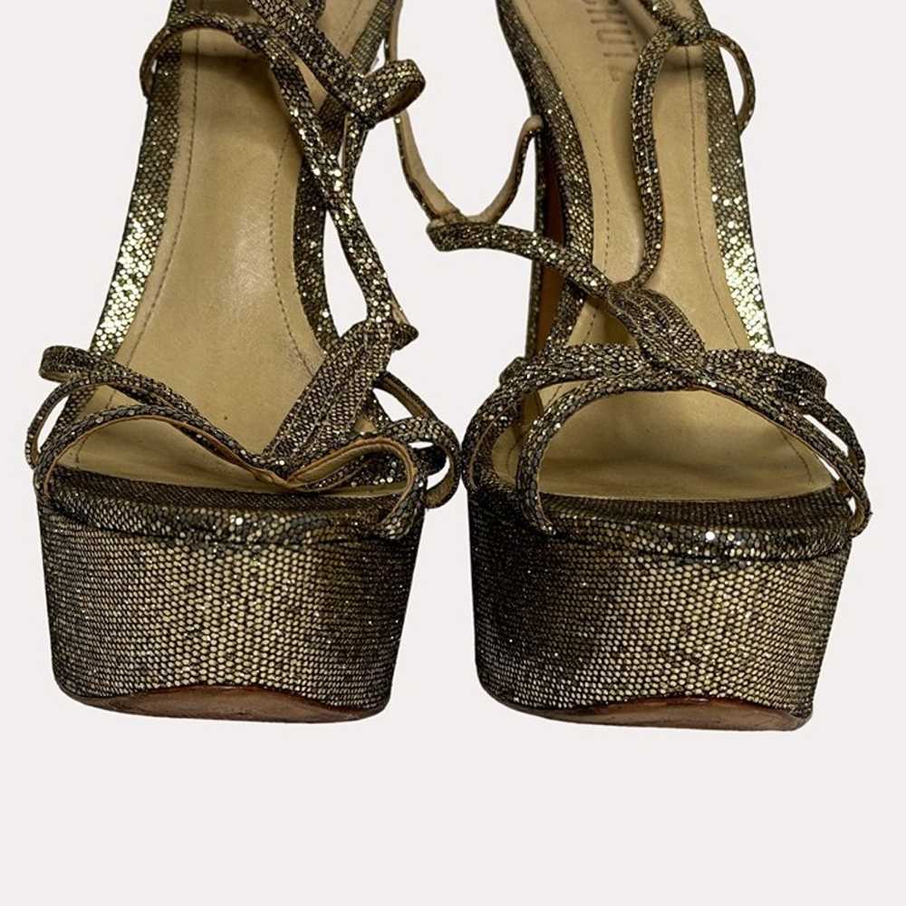 Schutz Stiletto Platform Glitter Heels Shoes Sand… - image 8