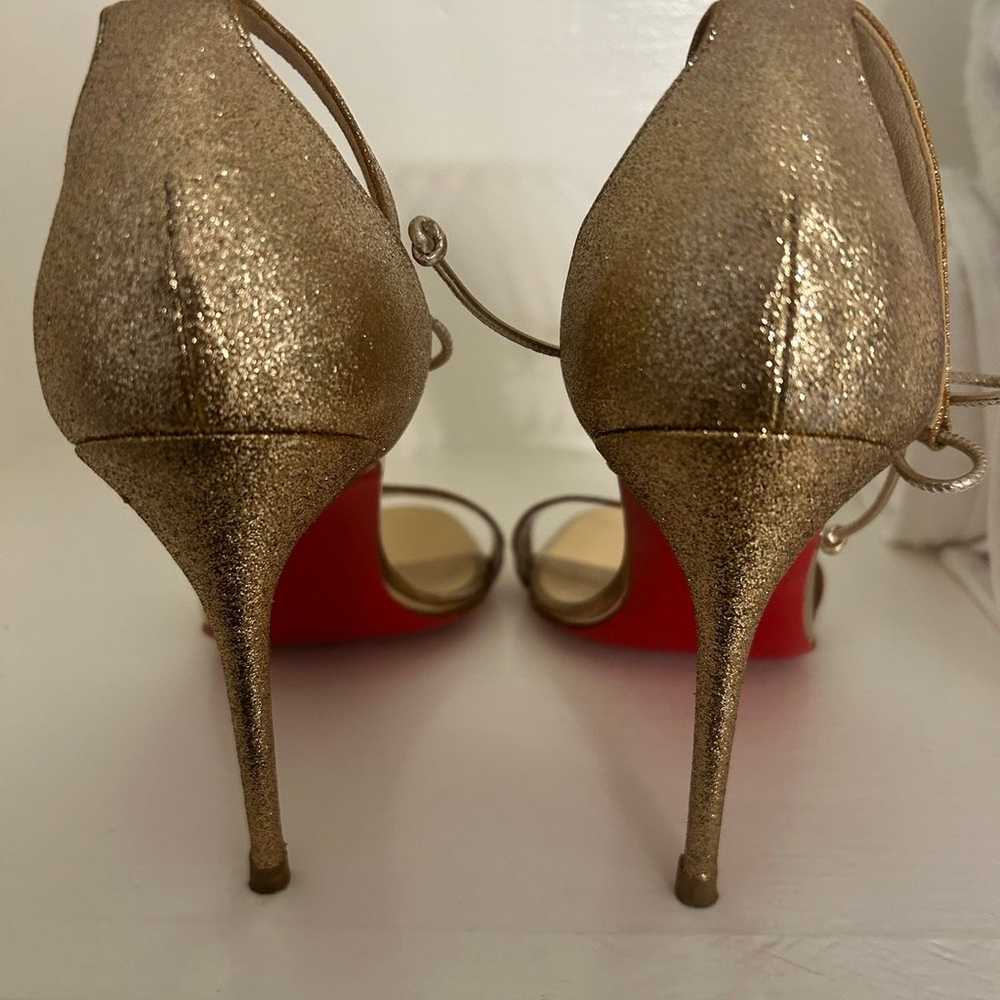 Christian Louboutin Valnina shimmer Gold Heels 7.… - image 8