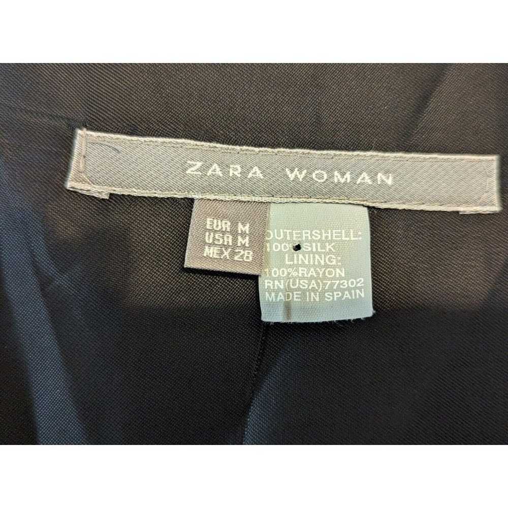 Zara Woman White & Black 100% Silk Flutter Sleeve… - image 3