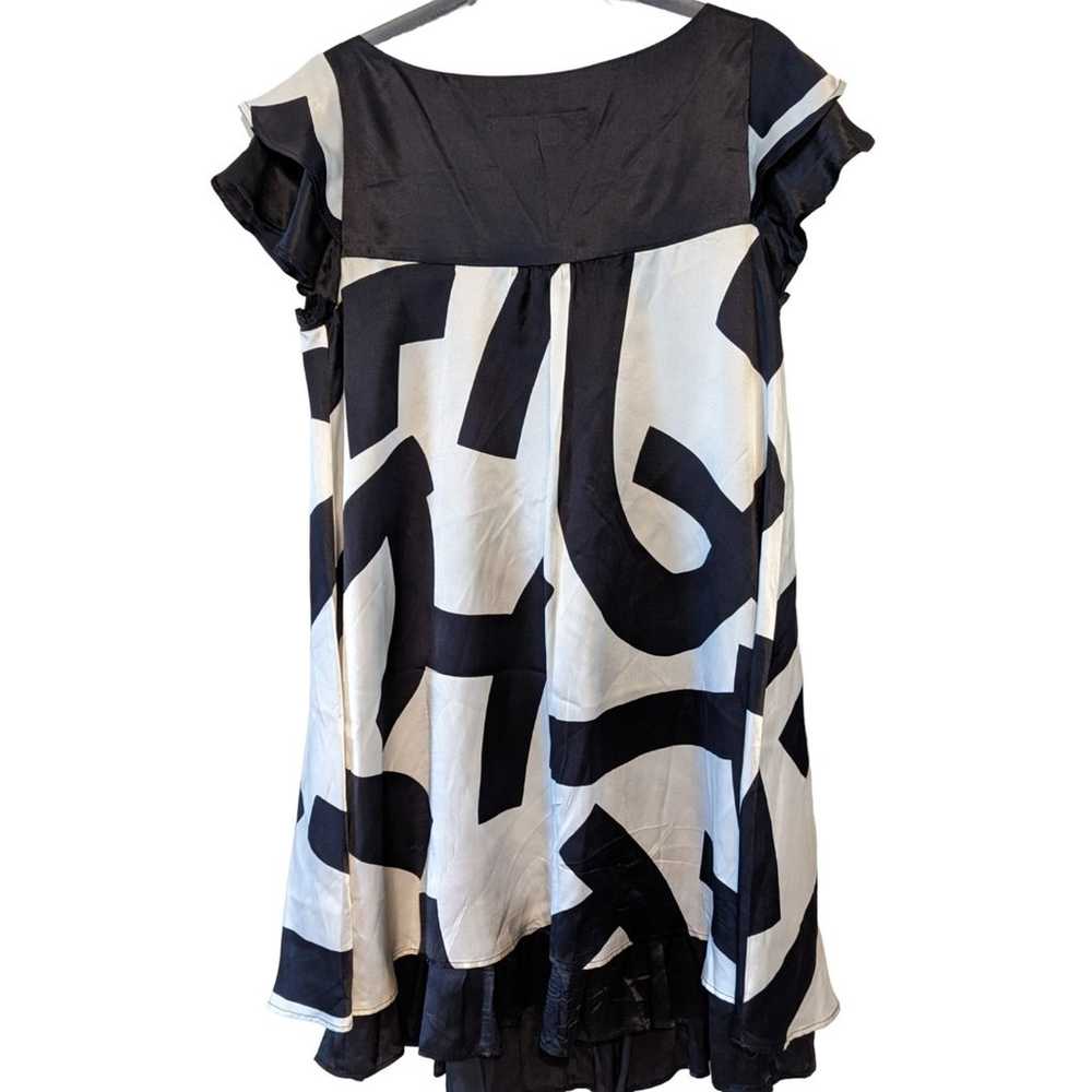Zara Woman White & Black 100% Silk Flutter Sleeve… - image 4