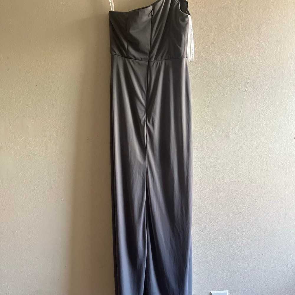 Sheath One Shoulder Mesh Floor Length dress Gray … - image 3