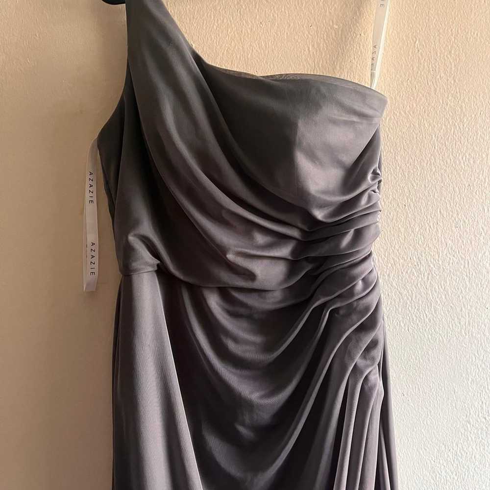 Sheath One Shoulder Mesh Floor Length dress Gray … - image 5