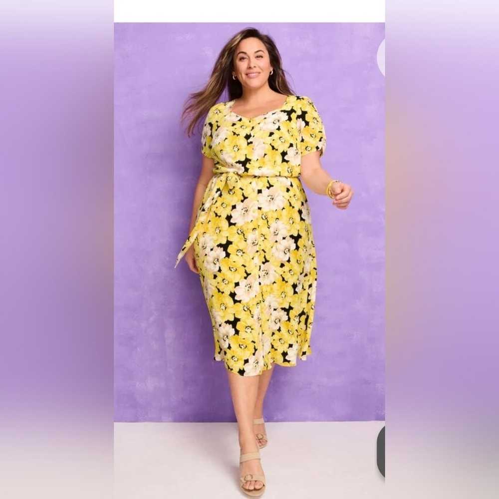 Talbots crepe midi pippy poppies floral yellow be… - image 11