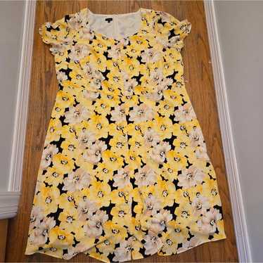 Talbots crepe midi pippy poppies floral yellow be… - image 1