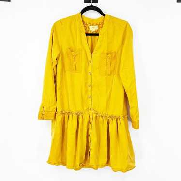 Maeve by Anthropologie Marlie Yellow Button Front 
