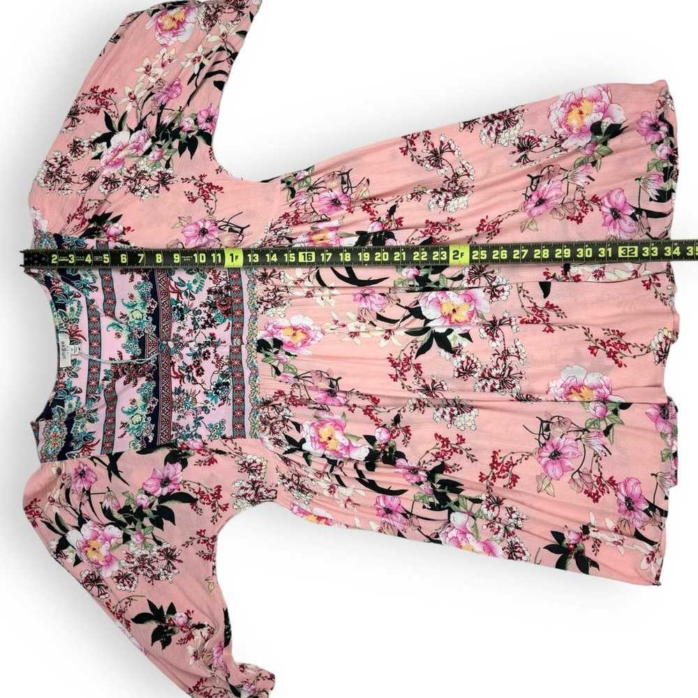 Umgee Floral Boho Henley Dress Women's Medium Pin… - image 11