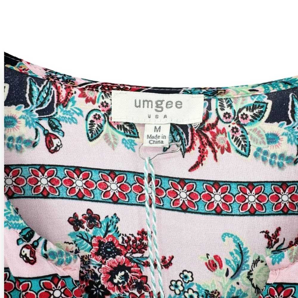Umgee Floral Boho Henley Dress Women's Medium Pin… - image 4