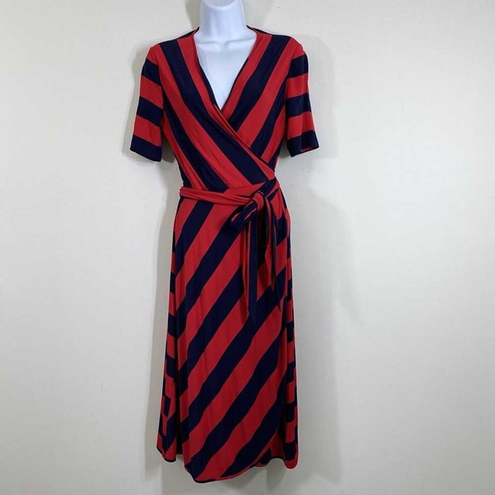 Tory Burch Wrap Midi Dress Size S Striped Short S… - image 1