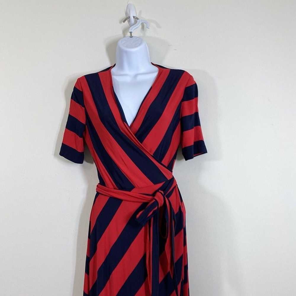 Tory Burch Wrap Midi Dress Size S Striped Short S… - image 2