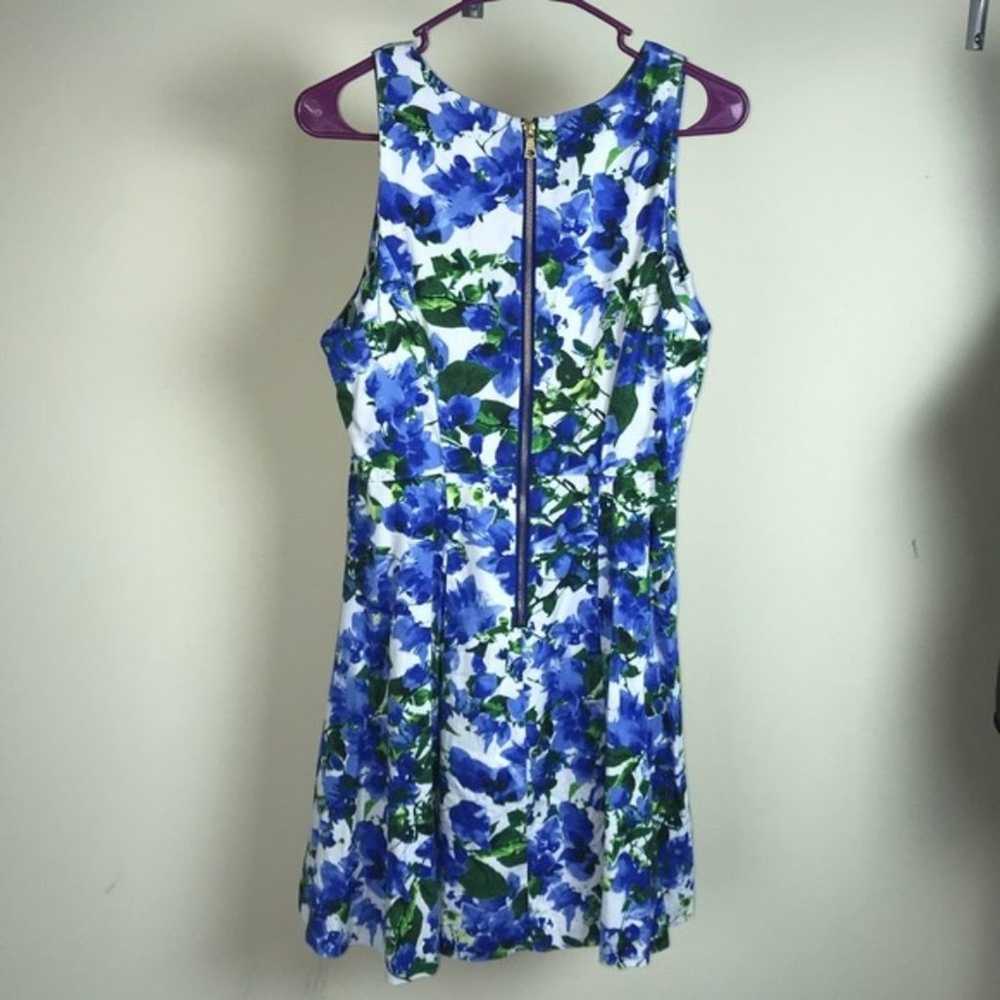 Milly Dress Blue White Green Sleeveless Floral Fi… - image 7