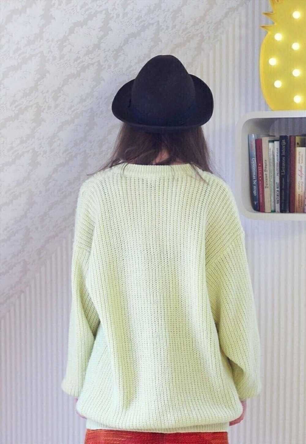 Yellow knitted warm vintage jumper with plaits - image 5