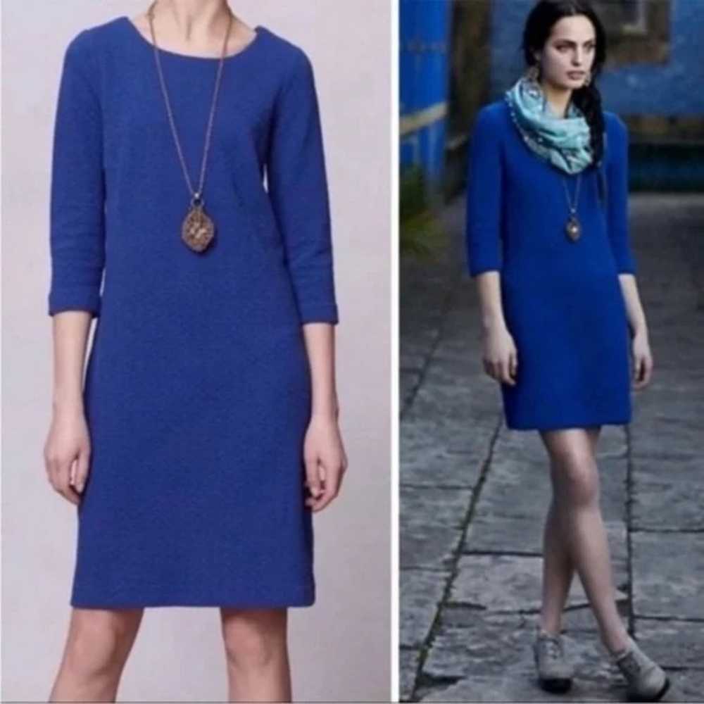 GANNI Lousa Shift Textured Mini Dress Cobalt Blue… - image 1