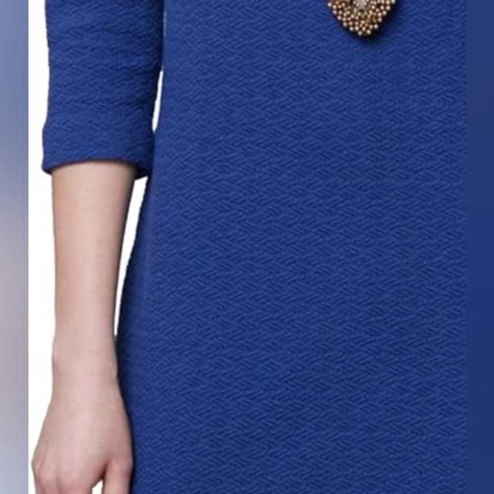 GANNI Lousa Shift Textured Mini Dress Cobalt Blue… - image 4