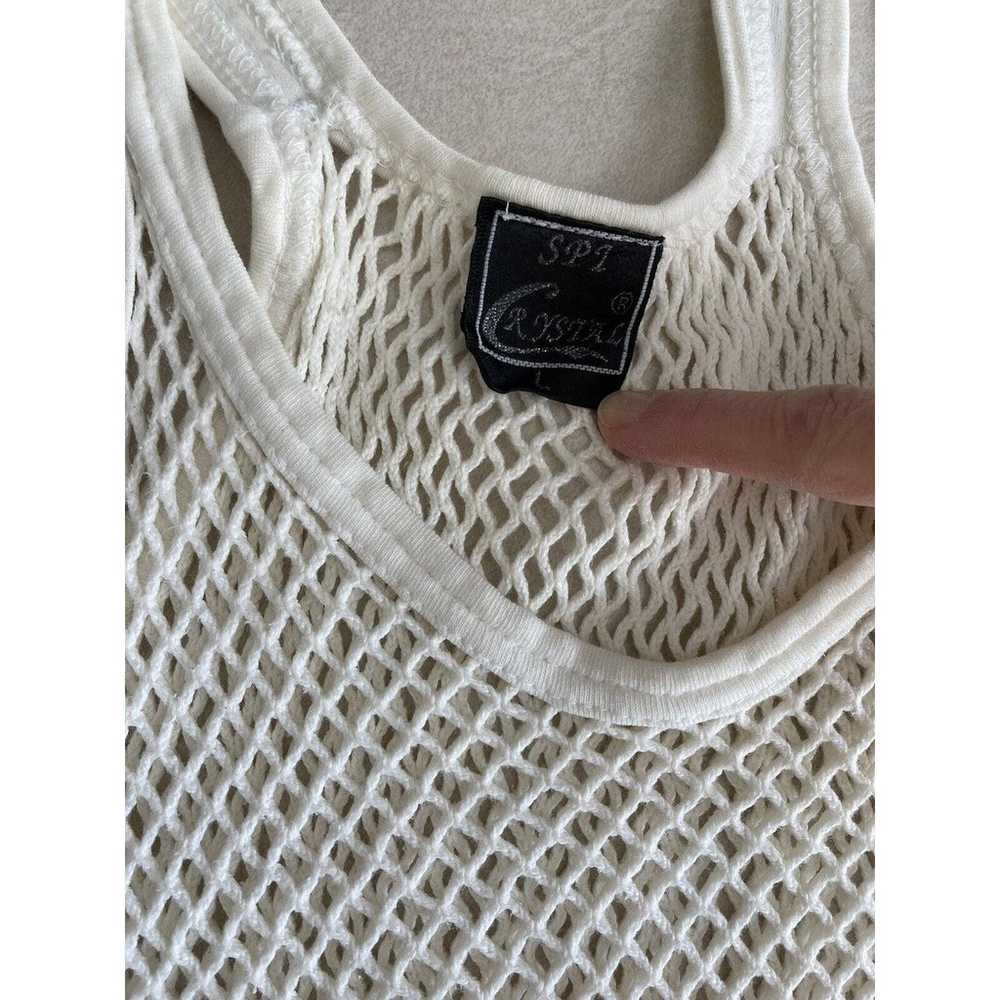 Vintage 70s 80s Cotton Crochet Open Fish Net Beac… - image 7