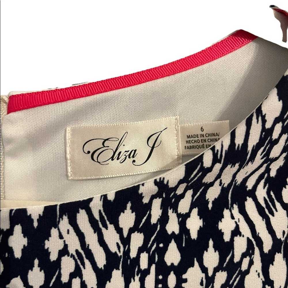 Eliza J Navy and White Print 3/4 Sleeve Dress wit… - image 5