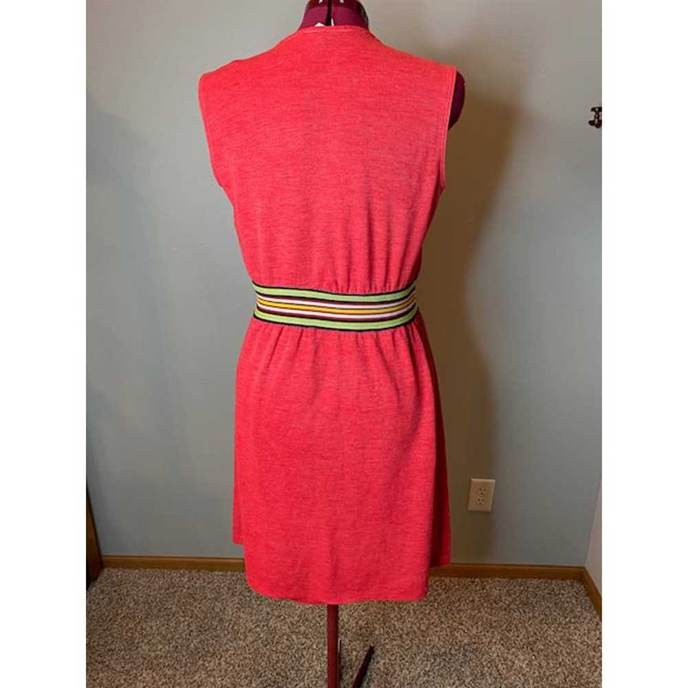 1970s knit sun dress striped waistband button fro… - image 3
