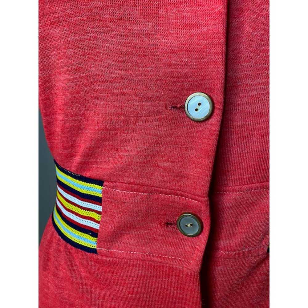 1970s knit sun dress striped waistband button fro… - image 4