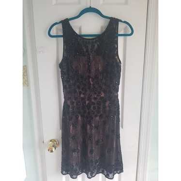 Adrianna Papell Black, beaded, lace dress; Size 4… - image 1