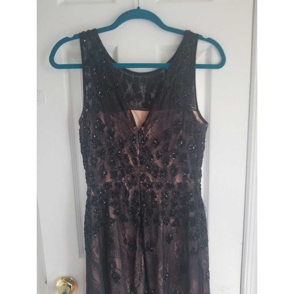 Adrianna Papell Black, beaded, lace dress; Size 4… - image 2