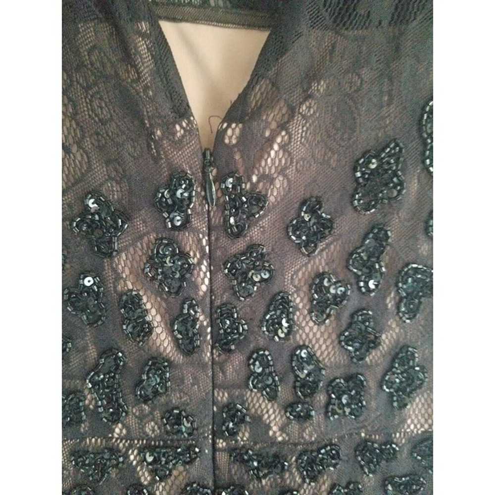 Adrianna Papell Black, beaded, lace dress; Size 4… - image 3
