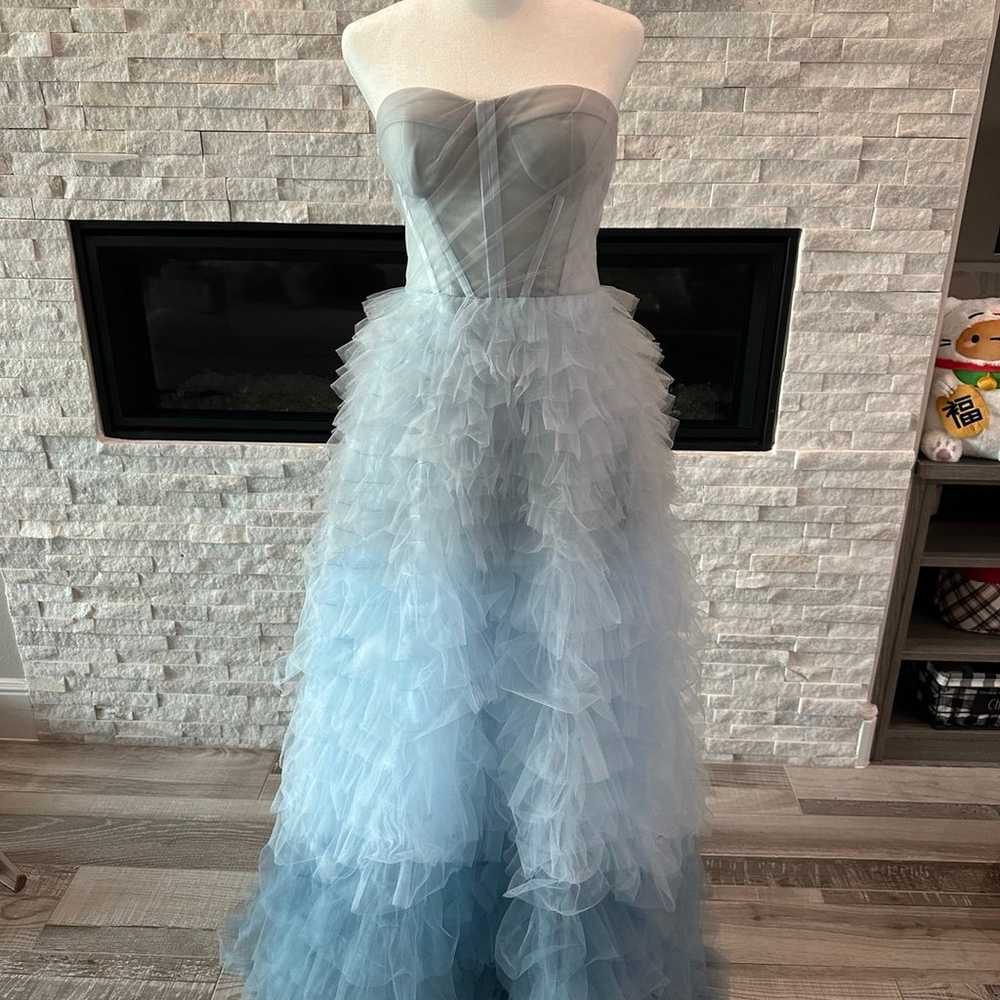 Custom Gradient Blue Tulle Gown Size 0 - image 1