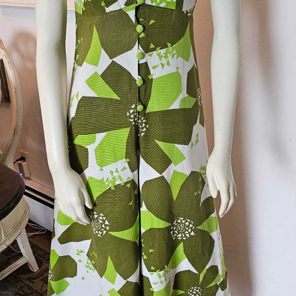 vintage 70s Palazzo pant  green floral  jumpsuit. - image 1