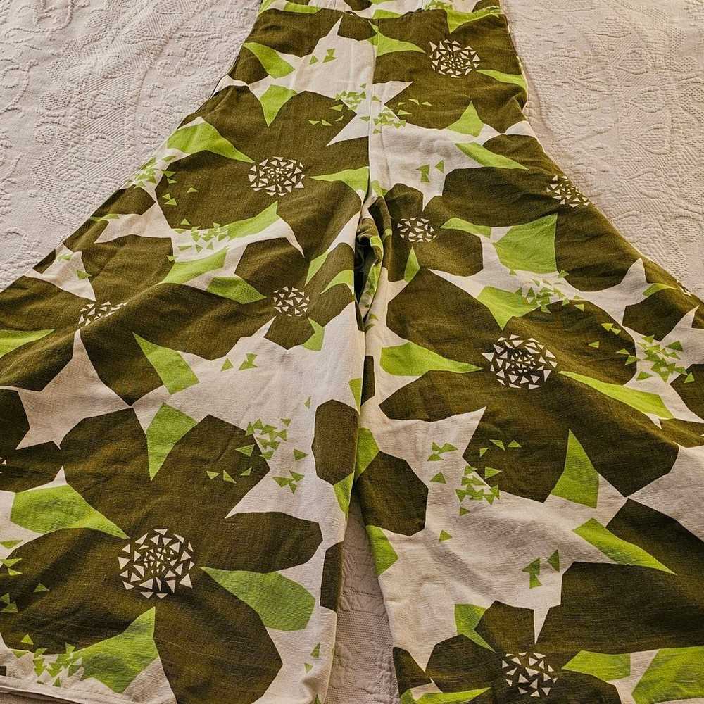 vintage 70s Palazzo pant  green floral  jumpsuit. - image 5