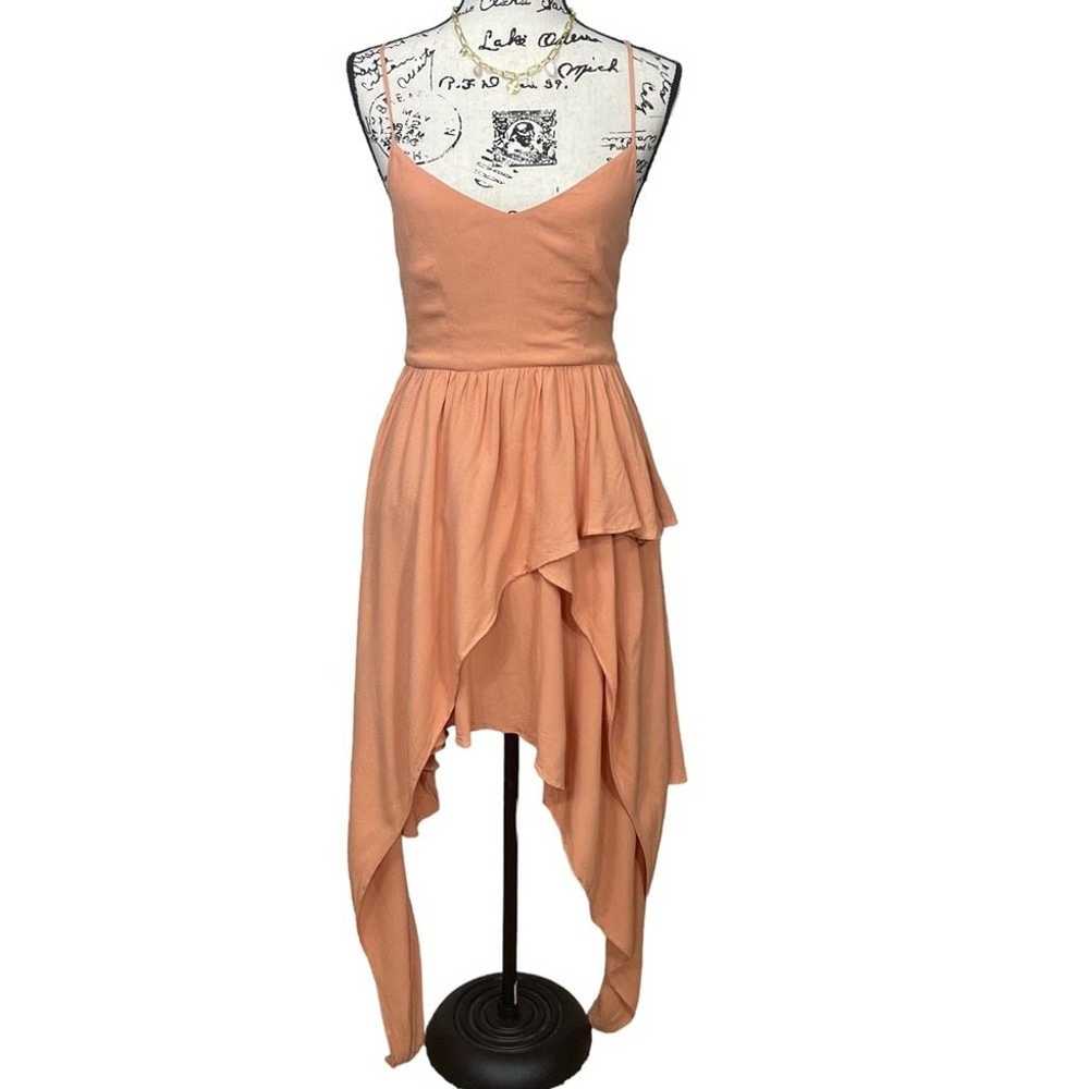 Keepsake High Low Asymmetrical Layered Dress Apri… - image 4