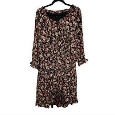 TALBOTS Bracelet Sleeve Autumn Garden Midi Dress … - image 1
