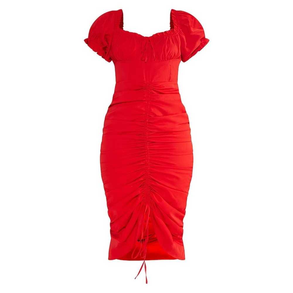 PrettyLittleThing Red Ruched Center Bardot Midi D… - image 3