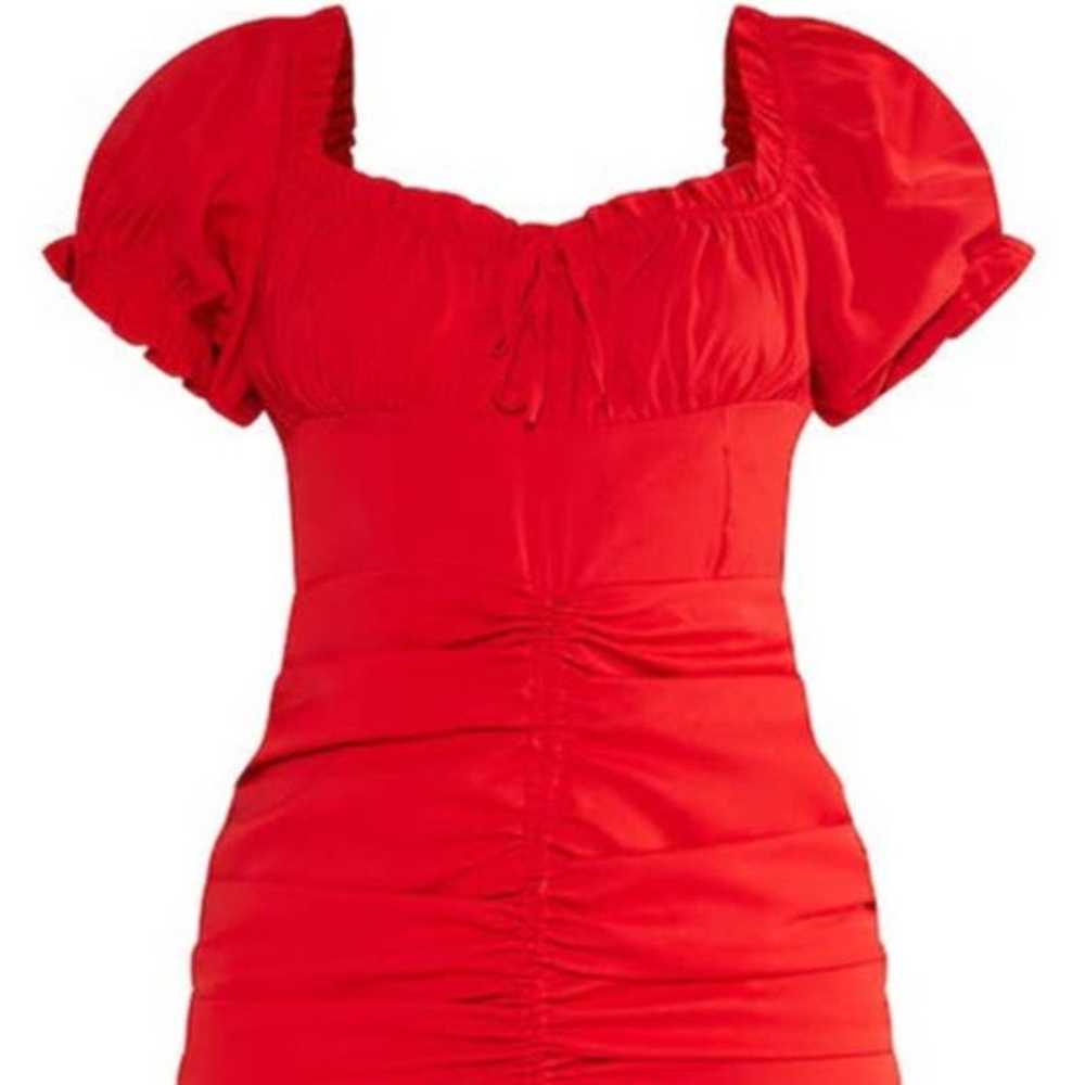 PrettyLittleThing Red Ruched Center Bardot Midi D… - image 5