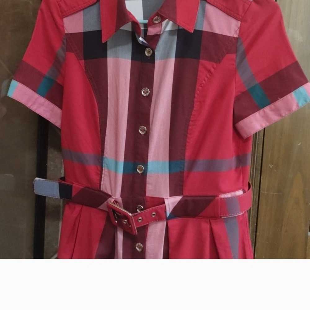 Red plaid dress Burberry style fits S-M. never wo… - image 2
