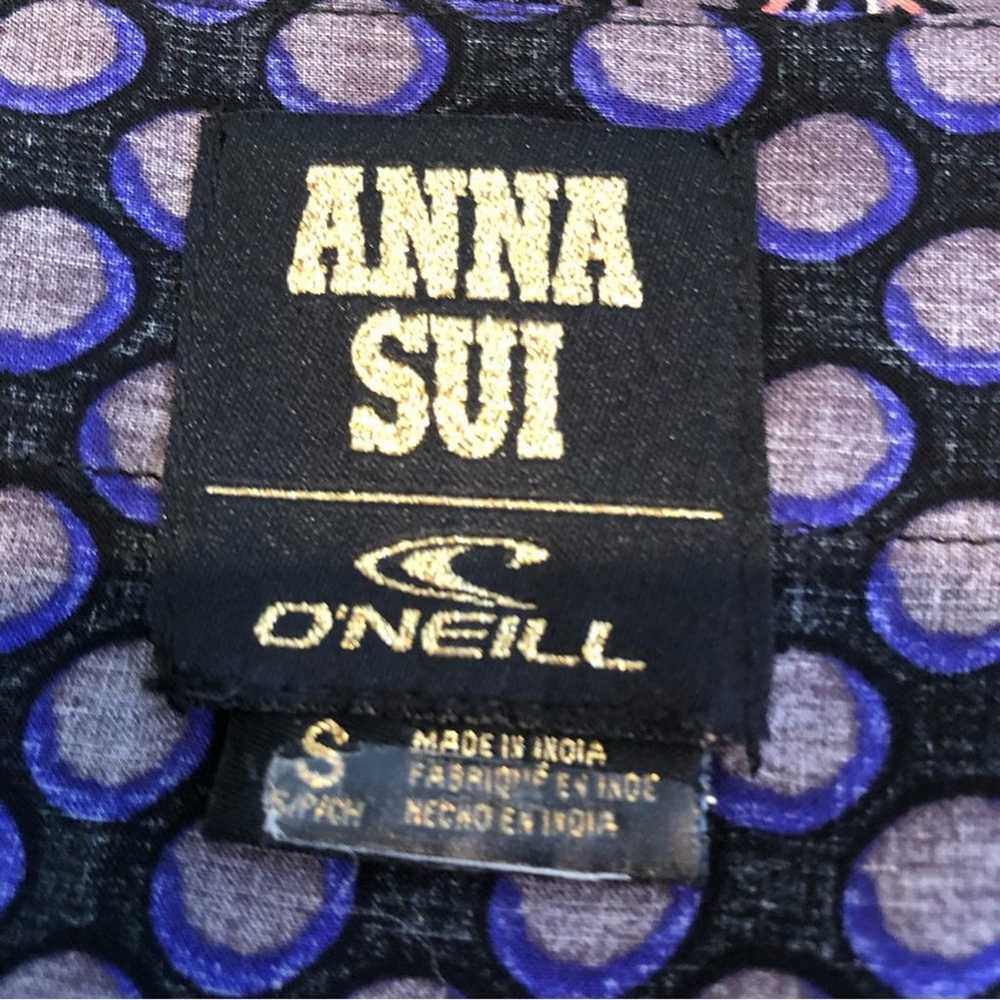 Anna Sui Oneill black pink purple mixed floral po… - image 10