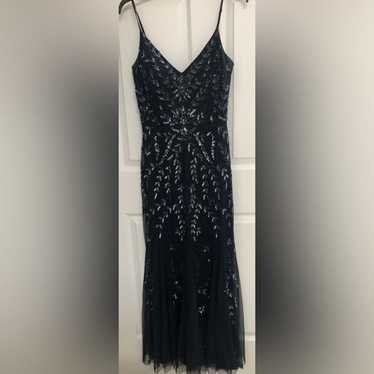 Marina navy/silver sequins dress worn only once s… - image 1